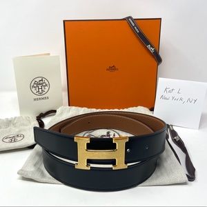 Authentic Hermes Constance H Belt Buckle & Reversible Leather Strap 32mm
